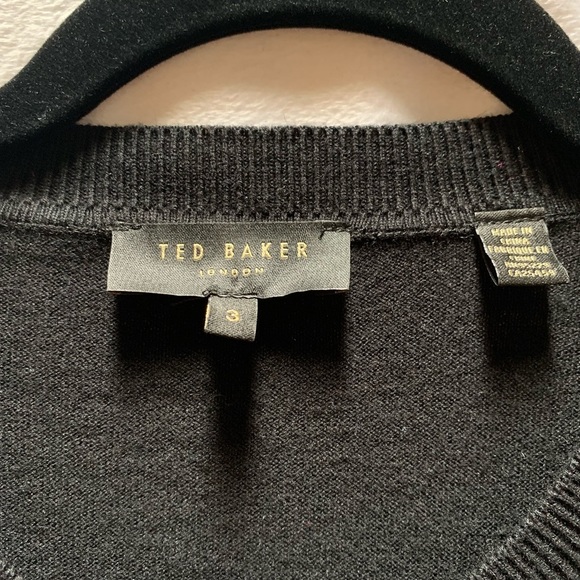Ted Baker Black Gold Sequin Crew Neck Top 3 - Picture 2 of 6